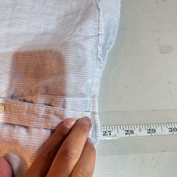 Sigrid‎ Olson 100% Linen Striped Boyfriend Button Down Shirt Blue & White 1X - Picture 9 of 9